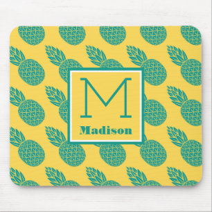 Monogramm des Ananas-Muster- Mousepad