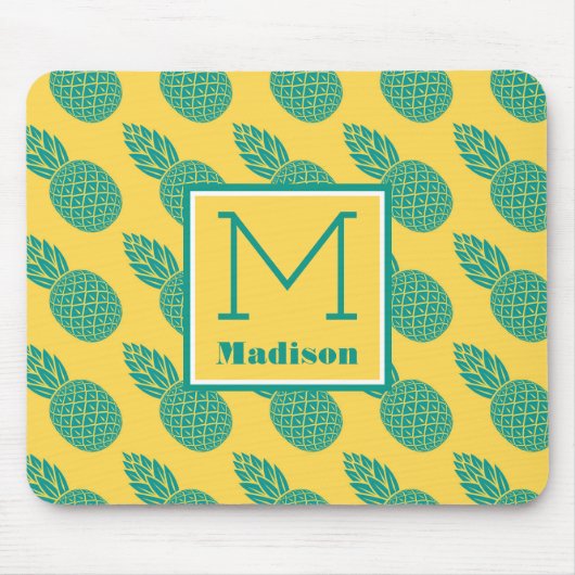 Monogramm des Ananas-Muster-| Mousepad (Vorne)