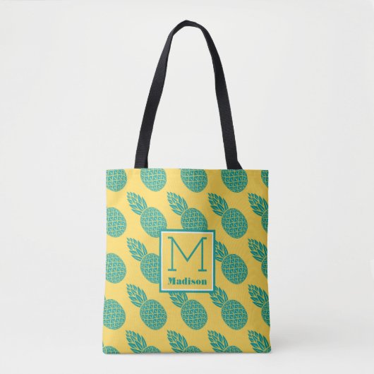 Monogramm des Ananas-Muster-| Tasche (Vorderseite)