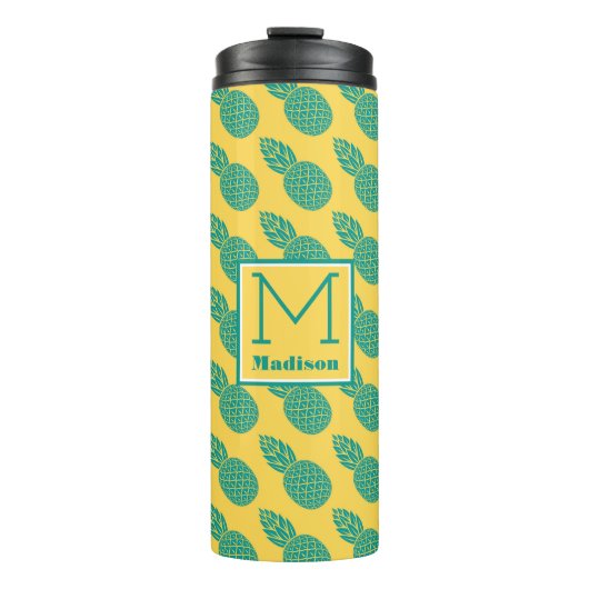 Monogramm des Ananas-Muster-| Thermosbecher (Vorderseite)