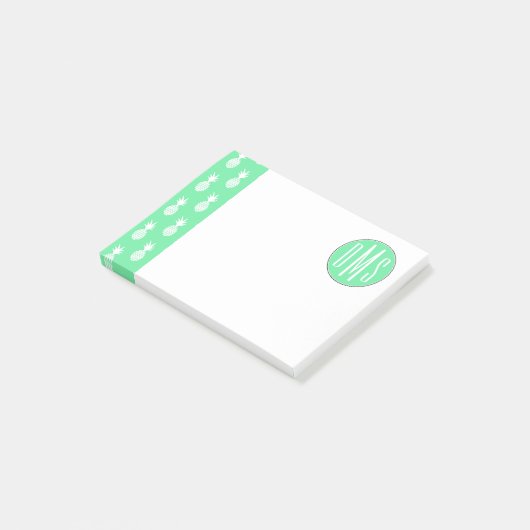 Monogramm des Ananas-tadelloses Muster-| Post-it Klebezettel (angewinkelt)