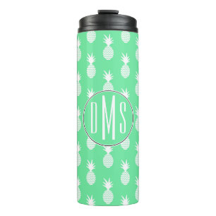 Monogramm des Ananas-tadelloses Muster- Thermosbecher