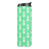 Monogramm des Ananas-tadelloses Muster-| Thermosbecher (Nach links gedreht)