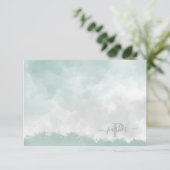 Monogramm des Anfangsnamens "Grüne Wasserfarbe" Dankeskarte (Stehend Vorderseite)