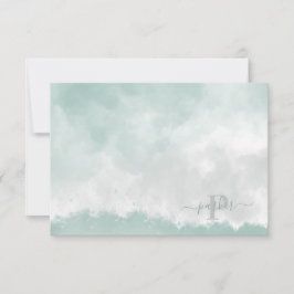 Monogramm des Anfangsnamens "Grüne Wasserfarbe" Dankeskarte