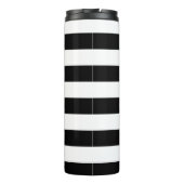 Monogramm des Aqua-Streifen Schwarz/Weiß Thermosbecher (Rückseite)