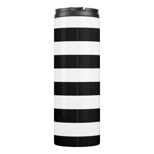 Monogramm des Aqua-Streifen Schwarz/Weiß Thermosbecher (Rückseite)