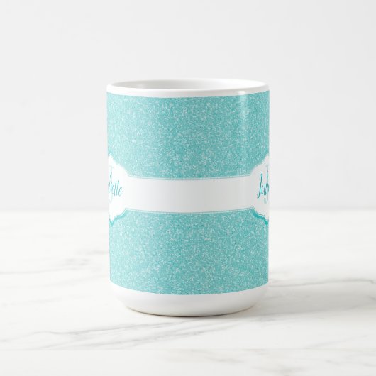 Monogramm des aquamarinen Glitzer Kaffeetasse (Mittel)