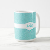Monogramm des aquamarinen Glitzer Kaffeetasse (VorderseiteRechts)