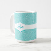 Monogramm des aquamarinen Glitzer Kaffeetasse (Vorderseite Links)