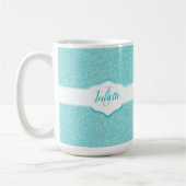 Monogramm des aquamarinen Glitzer Kaffeetasse (Links)