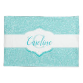 Monogramm des aquamarinen Glitzer Kissenbezug (Rückseite)