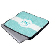 Monogramm des aquamarinen Glitzer Laptopschutzhülle (Vorne Knopf)