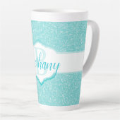 Monogramm des aquamarinen Glitzer Milchtasse (Rechte Ecke)