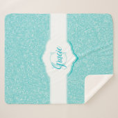 Monogramm des aquamarinen Glitzer Sherpadecke (Vorderseite (Horizontal))