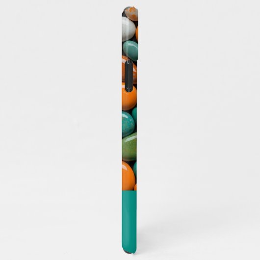 Monogramm des Aquamarinen Steins iPhone Hülle (Rechte Seite)