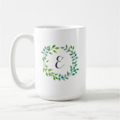 Monogramm des Aquarell-grünes Blatt-Kranz-| Kaffeetasse (Links)
