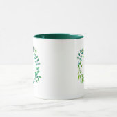 Monogramm des Aquarell-grünes Blatt-Kranz-| Tasse (Zentrum)