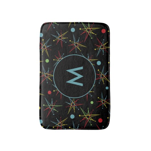 Monogramm des atomaren Retrodots im Weltraumalter Badematte (Vorderseite Vertikal)