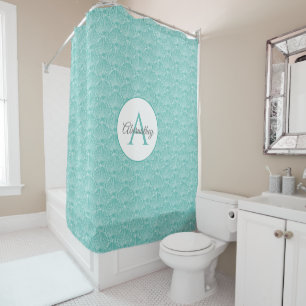 Monogramm des Beach House Name White Sea Muschel M Duschvorhang