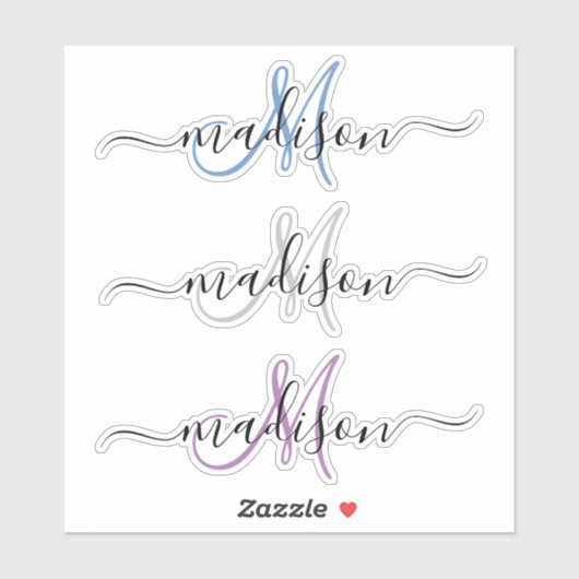 Monogramm des benutzerdefinierten Handschriftnamen Aufkleber (Blatt)