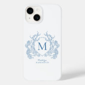 Monogramm des blauen blauen Wappen Case-Mate iPhone Hülle (Rückseite)