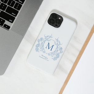 Monogramm des blauen blauen Wappen Case-Mate iPhone 14 Hülle