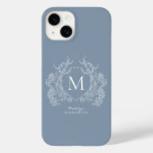 Monogramm des blauen blauen Wappen Case-Mate iPhone Hülle (Rückseite)