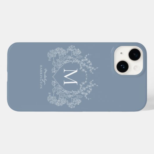 Monogramm des blauen blauen Wappen Case-Mate iPhone Hülle (Rückseite (Horizontal))