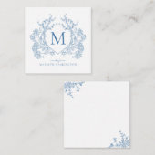 Monogramm des blauen blauen Wappen Mitteilungskarte (Vorne/Hinten)