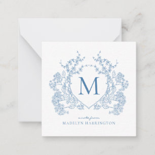 Monogramm des blauen blauen Wappen Mitteilungskarte