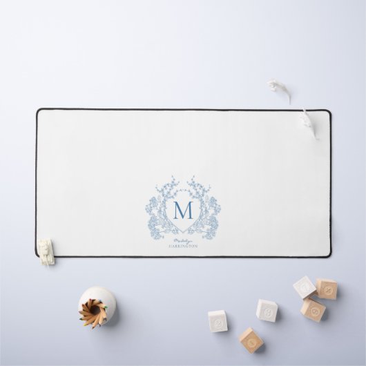 Monogramm des blauen blauen Wappen Schreibtischunterlage (Kindertisch)