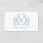 Monogramm des blauen blauen Wappen Visitenkarte (Vorderseite)