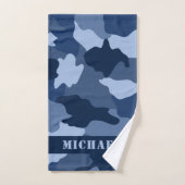 Monogramm des Blauen Camouflage-Musters Badhandtuch Set (Handtuch)