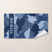 Monogramm des Blauen Camouflage-Musters Badhandtuch Set (Handtuch)