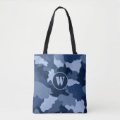 Monogramm des Blauen Camouflage-Musters Tasche (Vorderseite)
