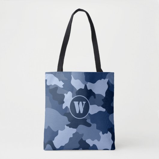 Monogramm des Blauen Camouflage-Musters Tasche (Vorderseite)