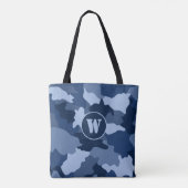 Monogramm des Blauen Camouflage-Musters Tasche (Rückseite)