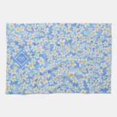 Monogramm des blauen Daisy-Muster Geschirrtuch (Horizontal)