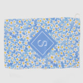 Monogramm des blauen Daisy-Muster Golfhandtuch (Horizontal)