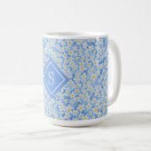 Monogramm des blauen Daisy-Muster Kaffeetasse (VorderseiteRechts)