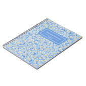 Monogramm des blauen Daisy-Muster Notizblock (Linke Seite)