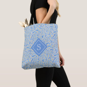 Monogramm des blauen Daisy-Muster Tasche