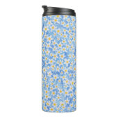 Monogramm des blauen Daisy-Muster Thermosbecher (Nach rechts gedreht)
