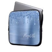 Monogramm des blauen Glitzer Laptopschutzhülle (Vorderseite Links)