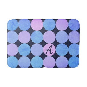 Monogramm des blauen Lila und rosa Kreises Badematte