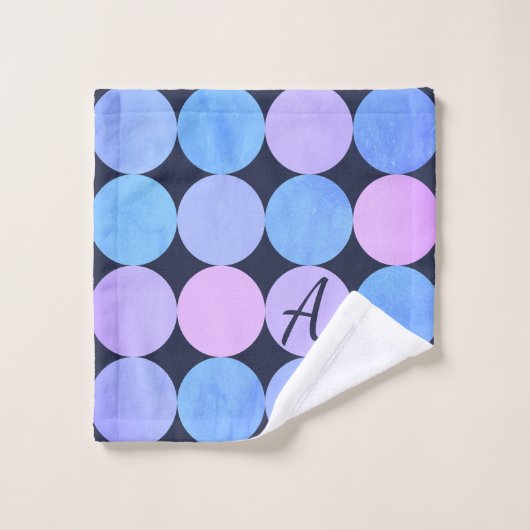 Monogramm des blauen Lila und rosa Kreises Badhandtuch Set (Waschlappen)