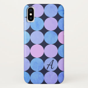 Monogramm des blauen Lila und rosa Kreises Case-Mate iPhone Hülle