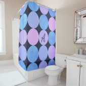 Monogramm des blauen Lila und rosa Kreises Duschvorhang (Beispiel)