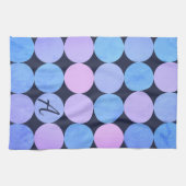 Monogramm des blauen Lila und rosa Kreises Geschirrtuch (Horizontal)